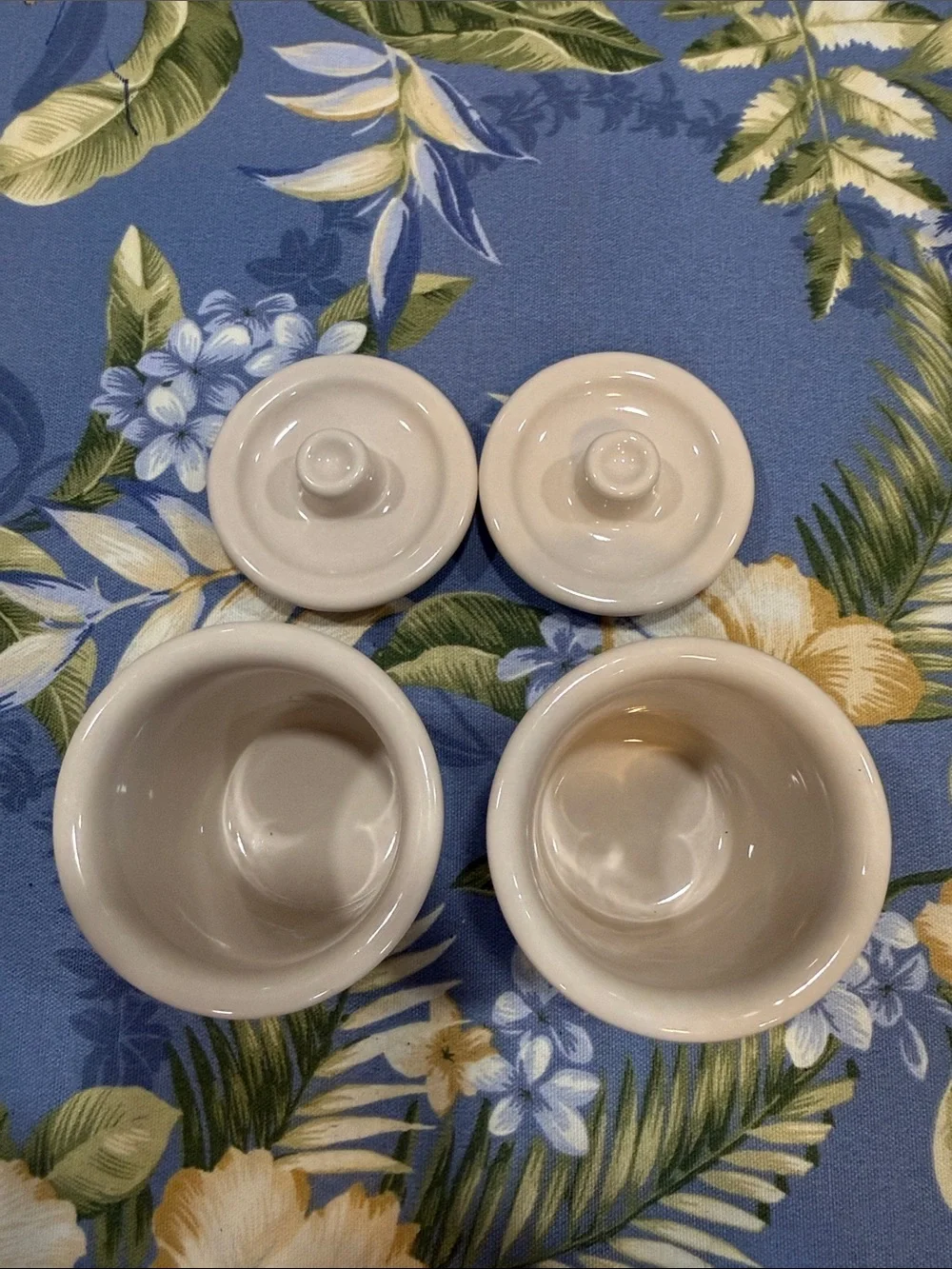 Longaberger Cream Ceramic Canister Pair with Maroon Trim